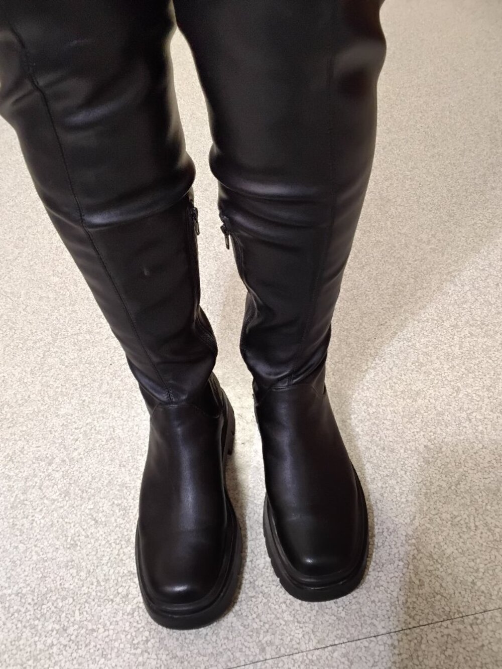 • Steve Madden Gibbs Over-The-Knee Platform Lug Sole Boots - Black 9.5M